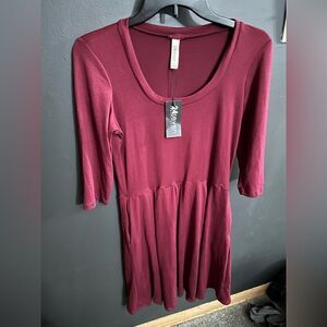 24 Seven Comfort Apparel Women's A-Line Dress with Elbow Length Sleeves NWT L